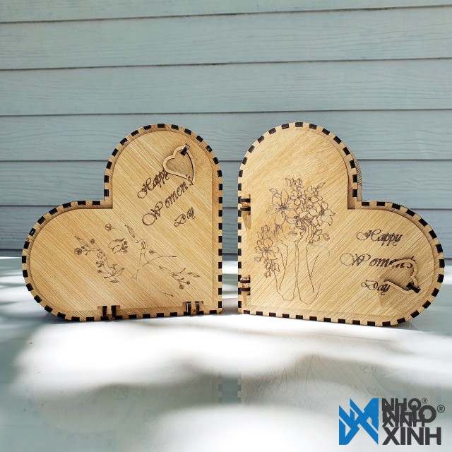 Hộp quà tặng bằng gỗ hình trái tim